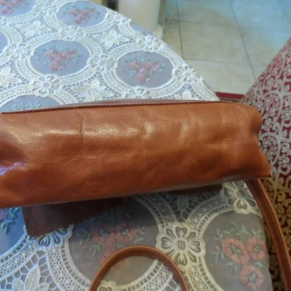 Satchel Savannah Ga Custom Made Saddle Brown Leather Foldover Crossbody Bag - Picture 15 of 15